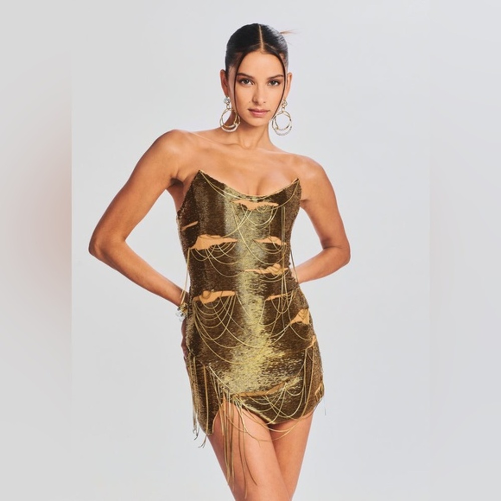 Retrofete Luana Strapless Maximalist Mini Dress Size Small $2295